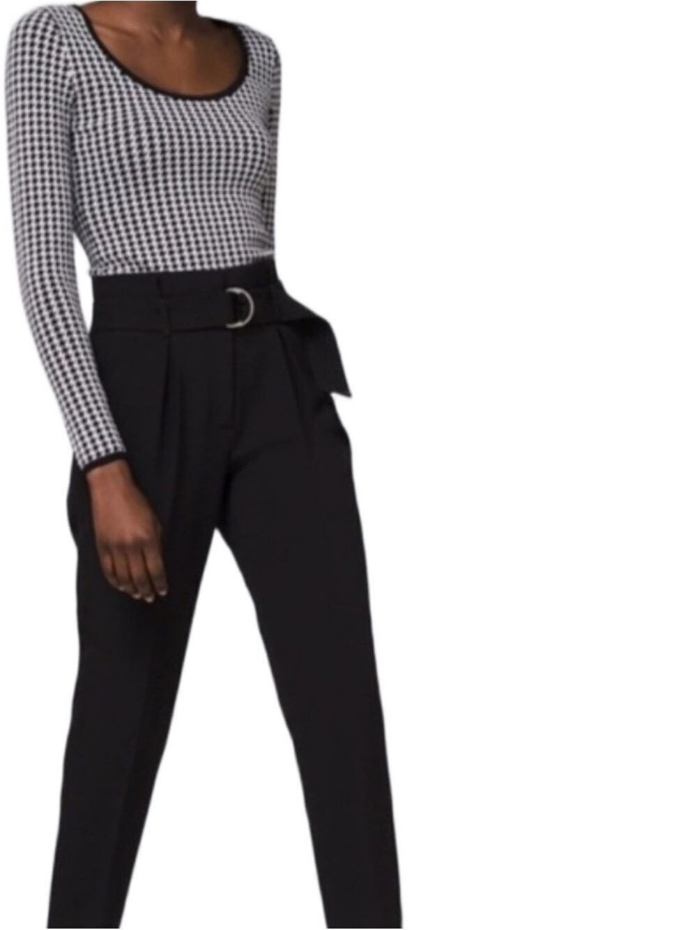 WHITE HOUSE BLACK MARKET HOUNDSTOOTH SCOOP NECK LONG SLEEVE SWEATER SMALL - Picture 9 of 9